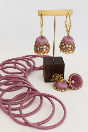 Antique Rose Silk Thread Jewelry Set