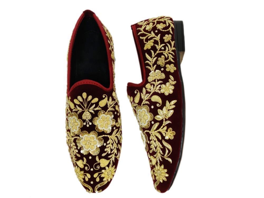 Garnet Zardozi Slippers