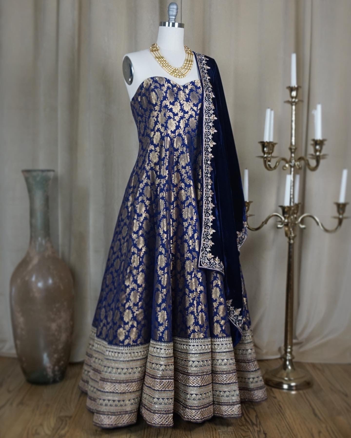 Gilded Sapphire Banarasi Gown - ShopJSK Gilded Sapphire Banarasi Gown - ShopJSK