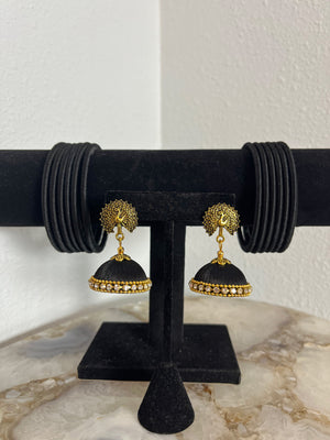 Black Silk Thread Jewelry Set