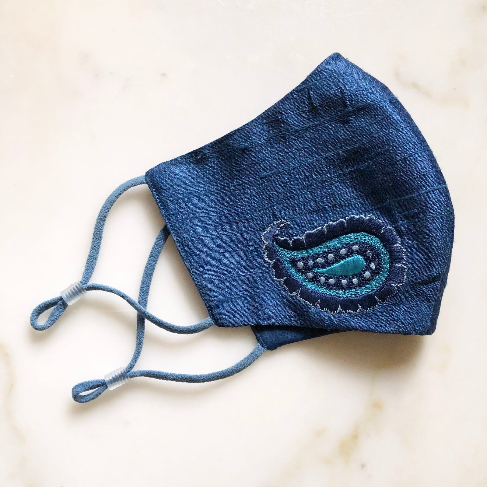 Blue Paisley Silk Mask