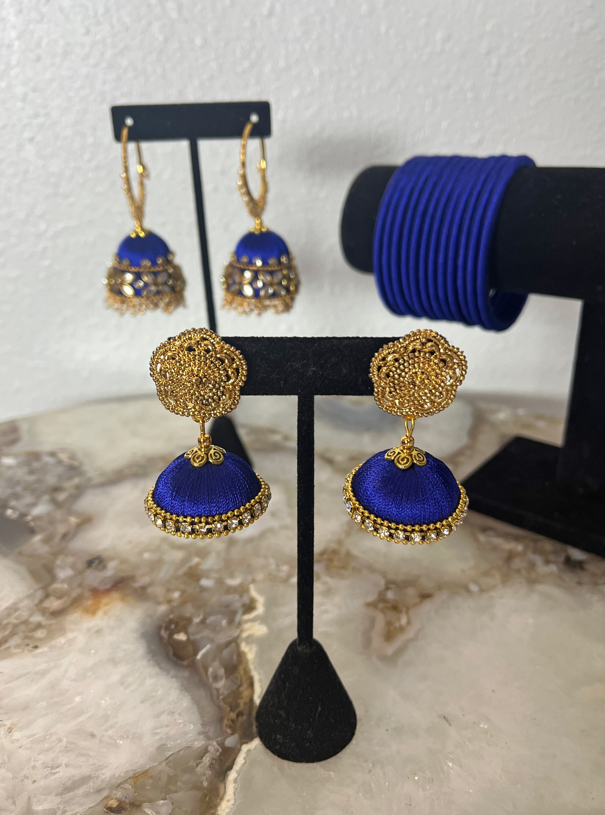 Royal Blue Silk Thread Jewelry Set - ShopJSK