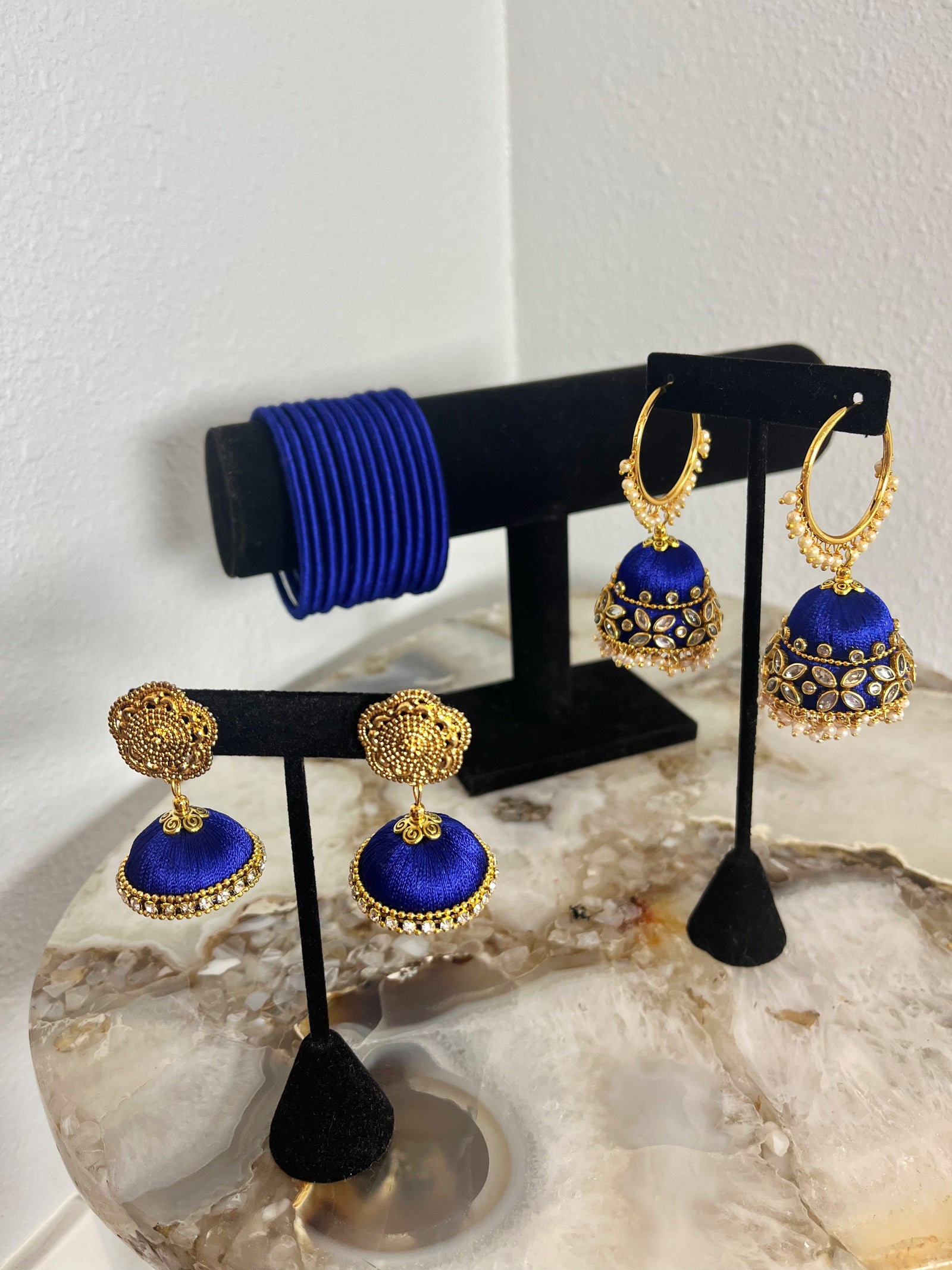 Royal Blue Silk Thread Jewelry Set