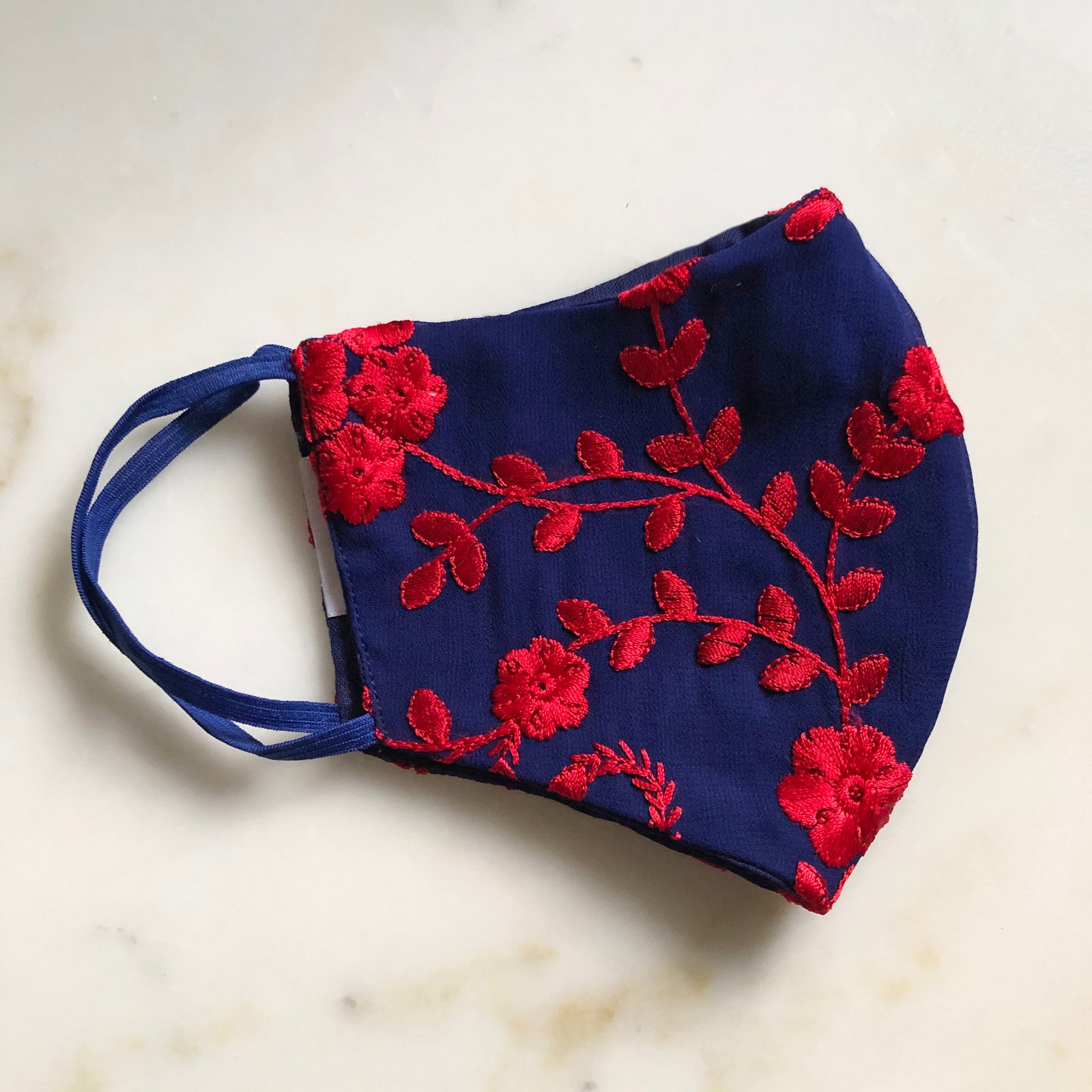 Blue + Red Lace Mask