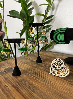 Emerald Green Silk Thread Jewelry Set