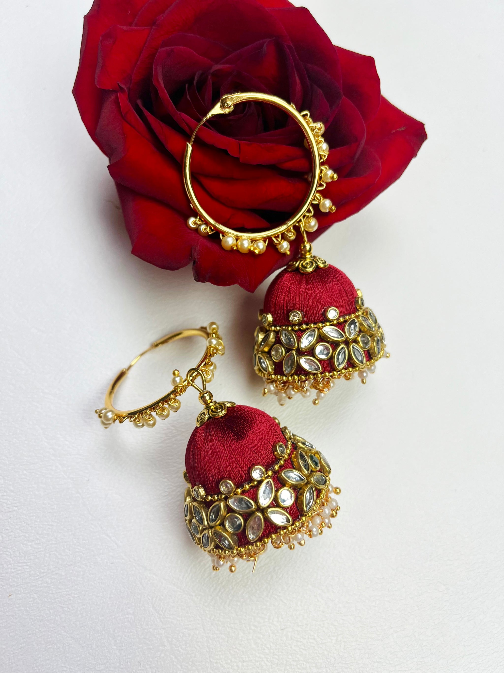 Buy MONKDECOR Beautiful Design Twinkling Jhumka For Girls & Women (Floral  Kundan-Peach) Online at Best Prices in India - JioMart.