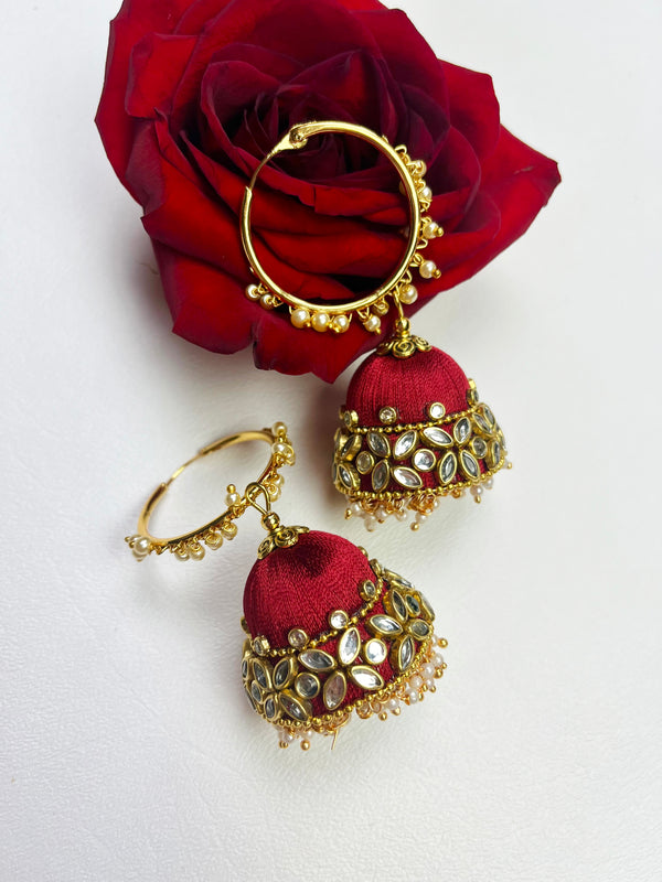 Flipkart.com - Buy Sanj Silk Thread High Quality Three Layer Hook Drop Jhumki  Earrings For Women Hook Dangle Silk Dori Jhumka Earrings For Girls Beads  Silk Dori Jhumki Earring, Hoop Earring, Earring