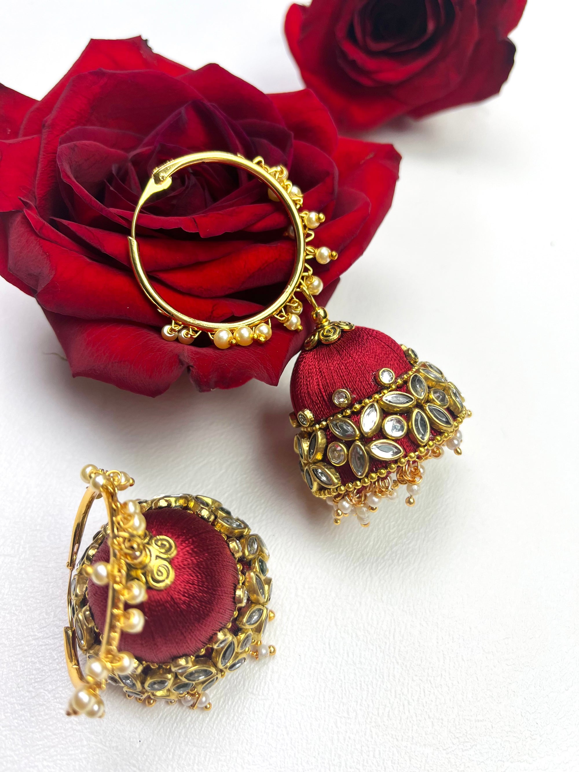Classic Red Grand Jhumka Earrings