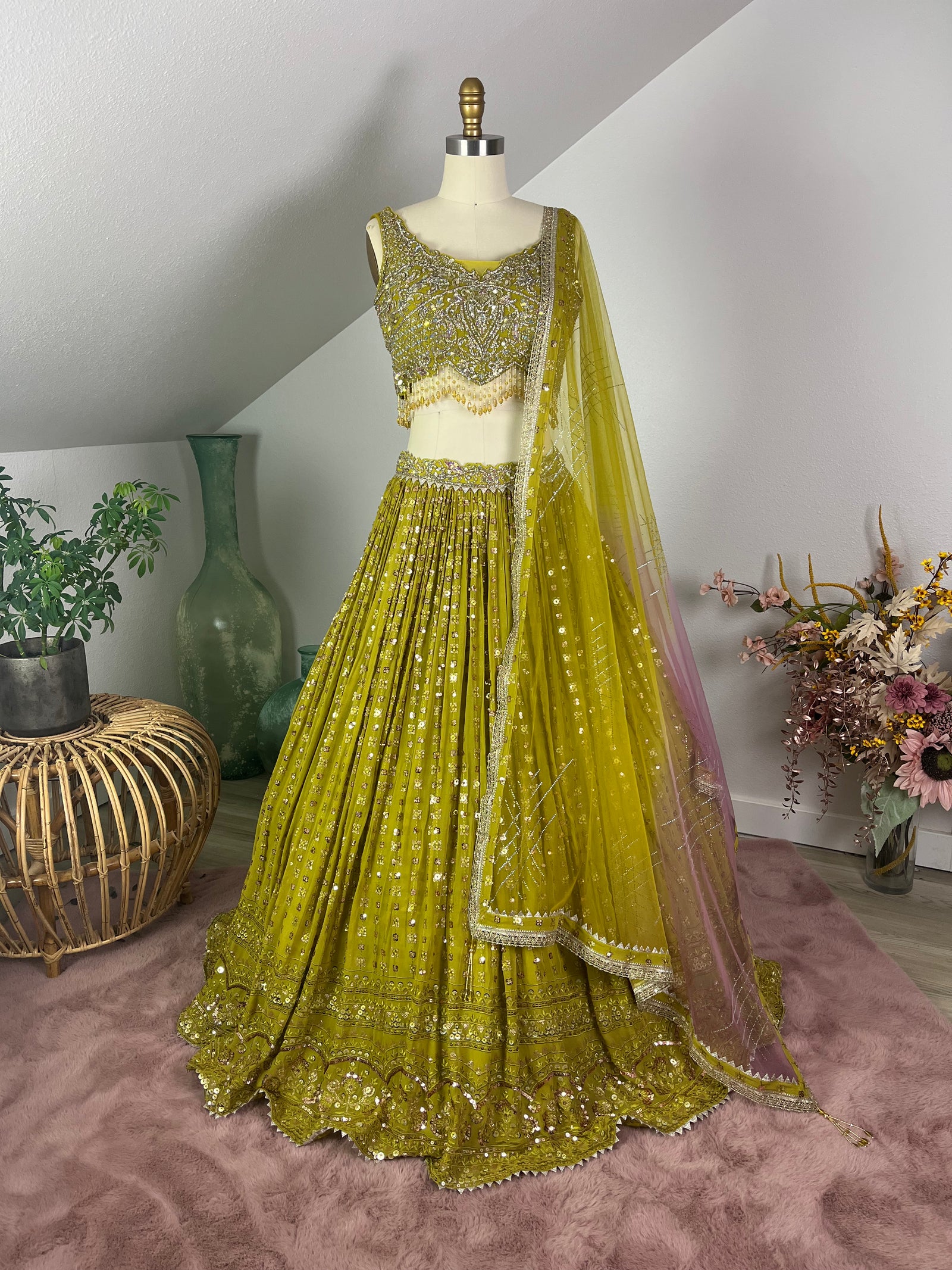 Chartreuse Muse Lehenga Set