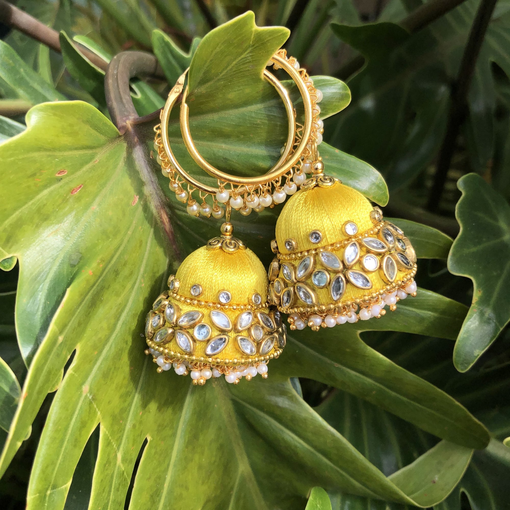 Yellow Grand Jhumka Earrings