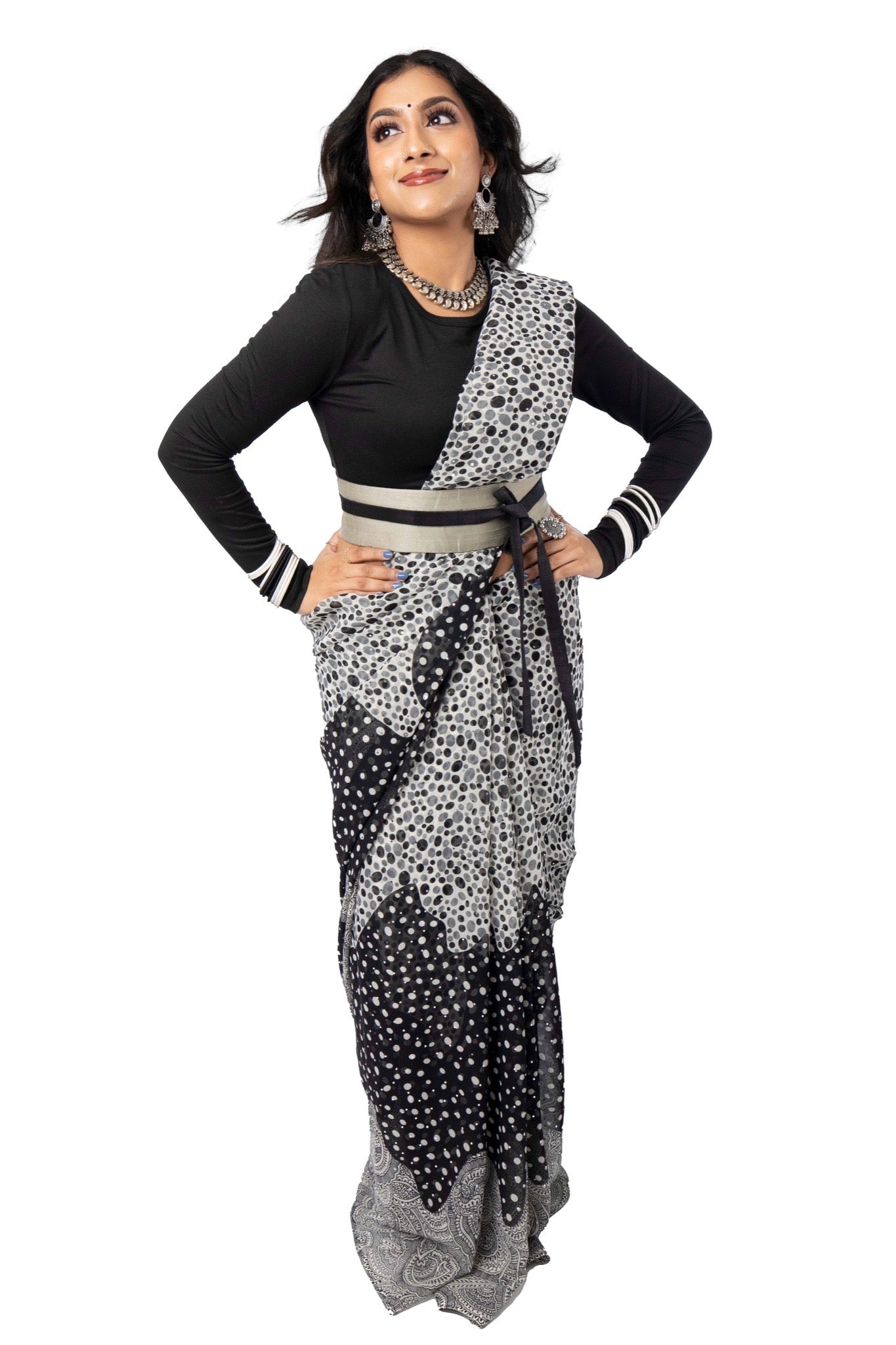 Onyx/Pewter Silk Obi Belt