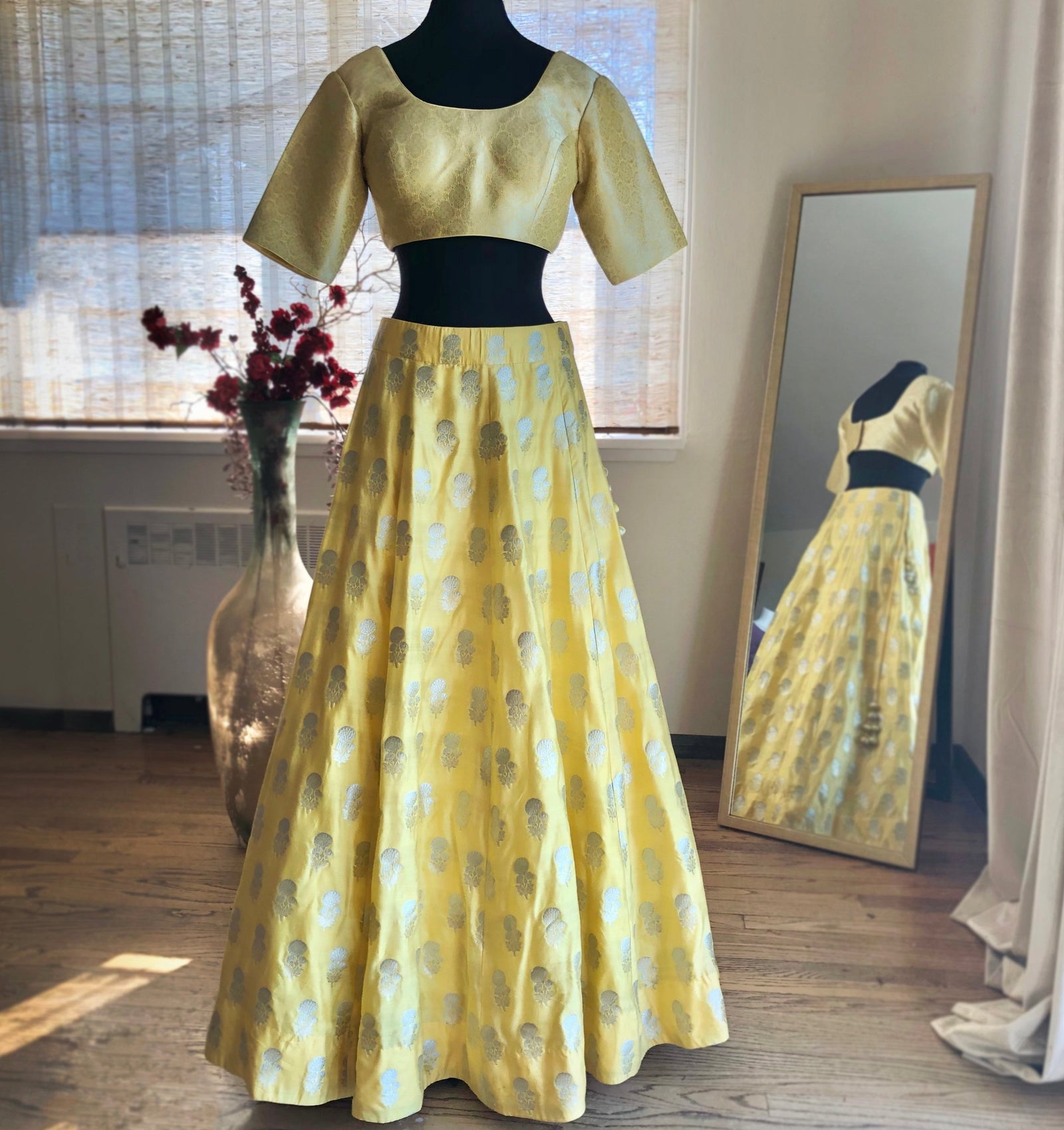 Nimbu Banarasi Lehenga Set