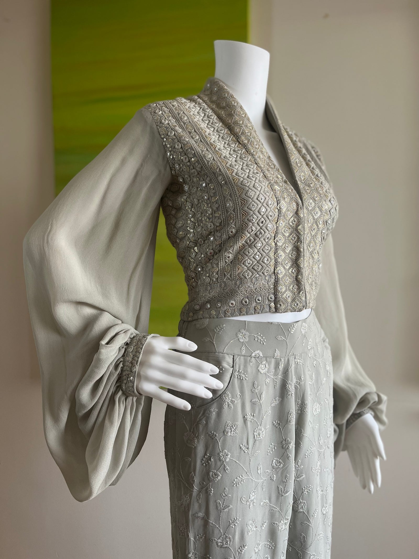 Soft Moss Chikankari Suit Set