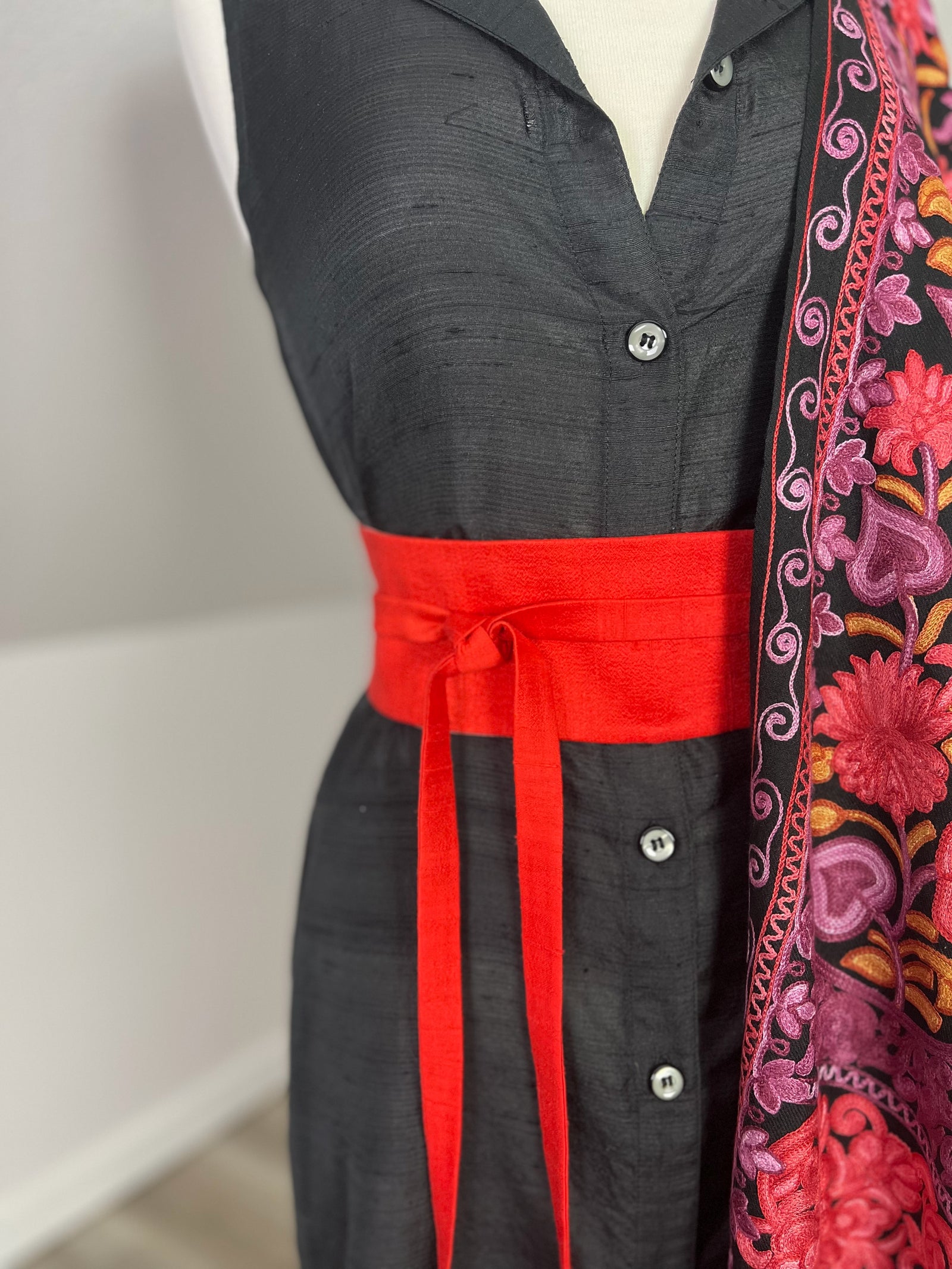 Cherry/Garnet Silk Obi Belt