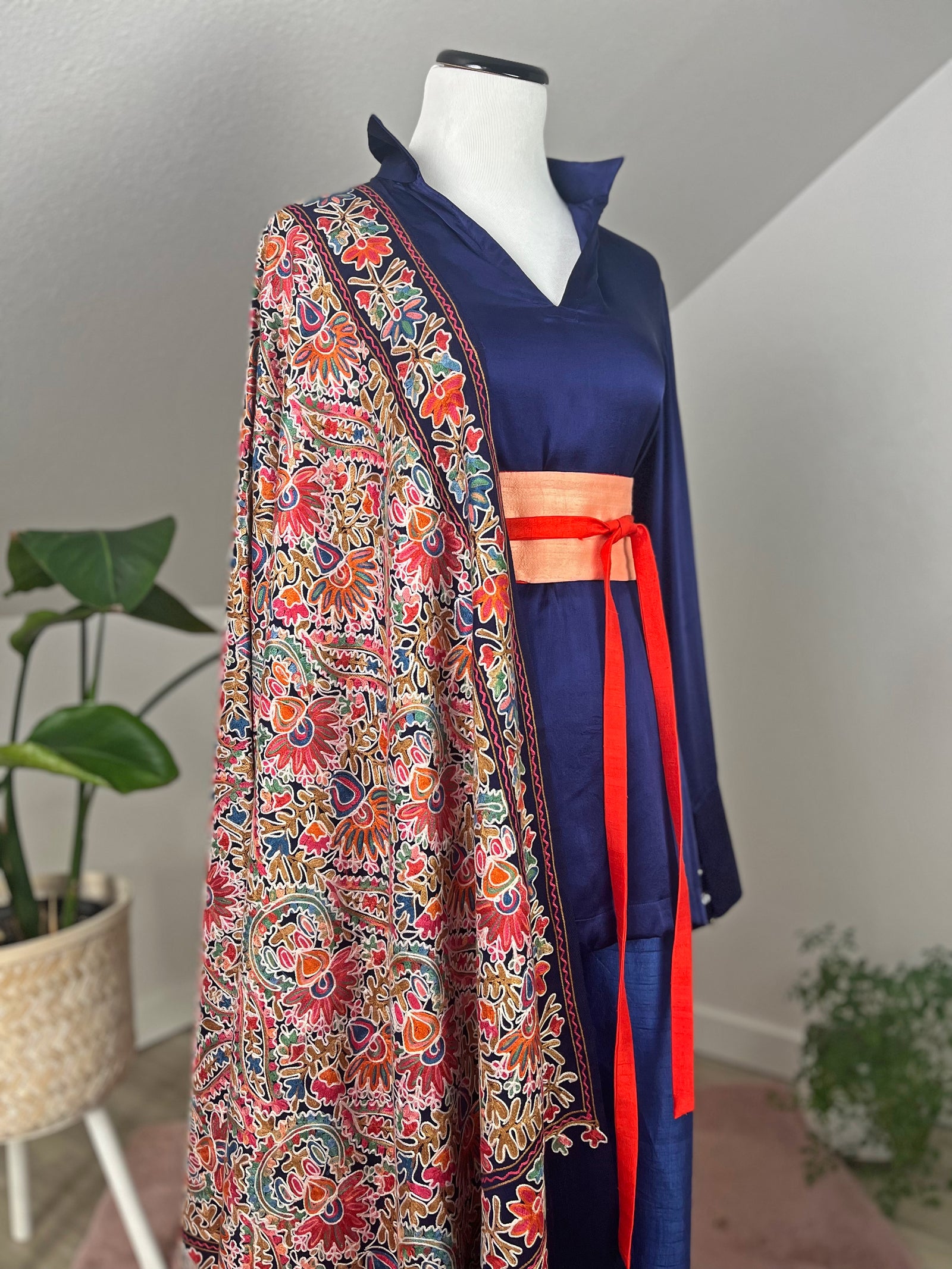 Coral/Vermillion Silk Obi Belt