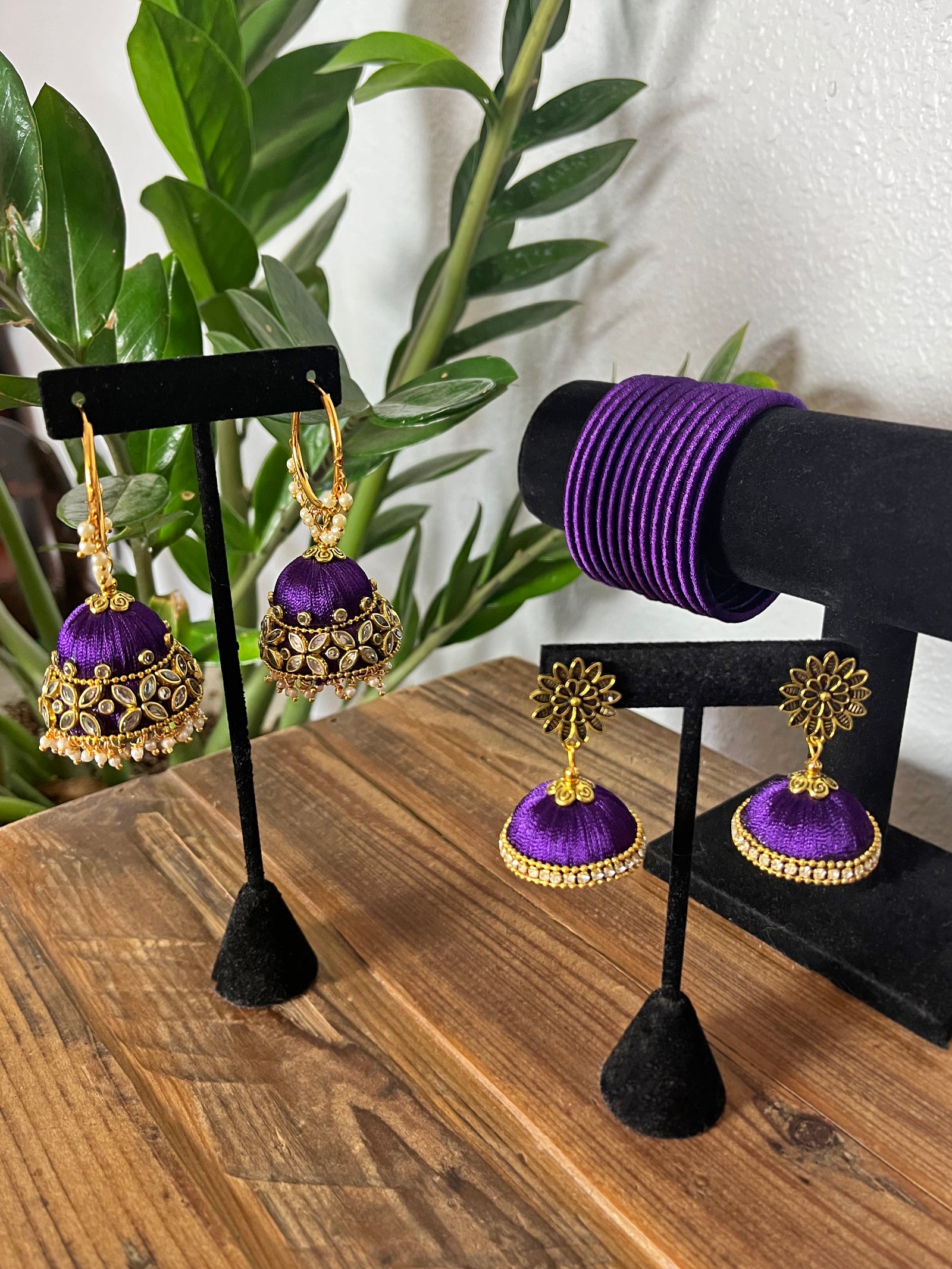 Purple Silk Thread Jewelry Set