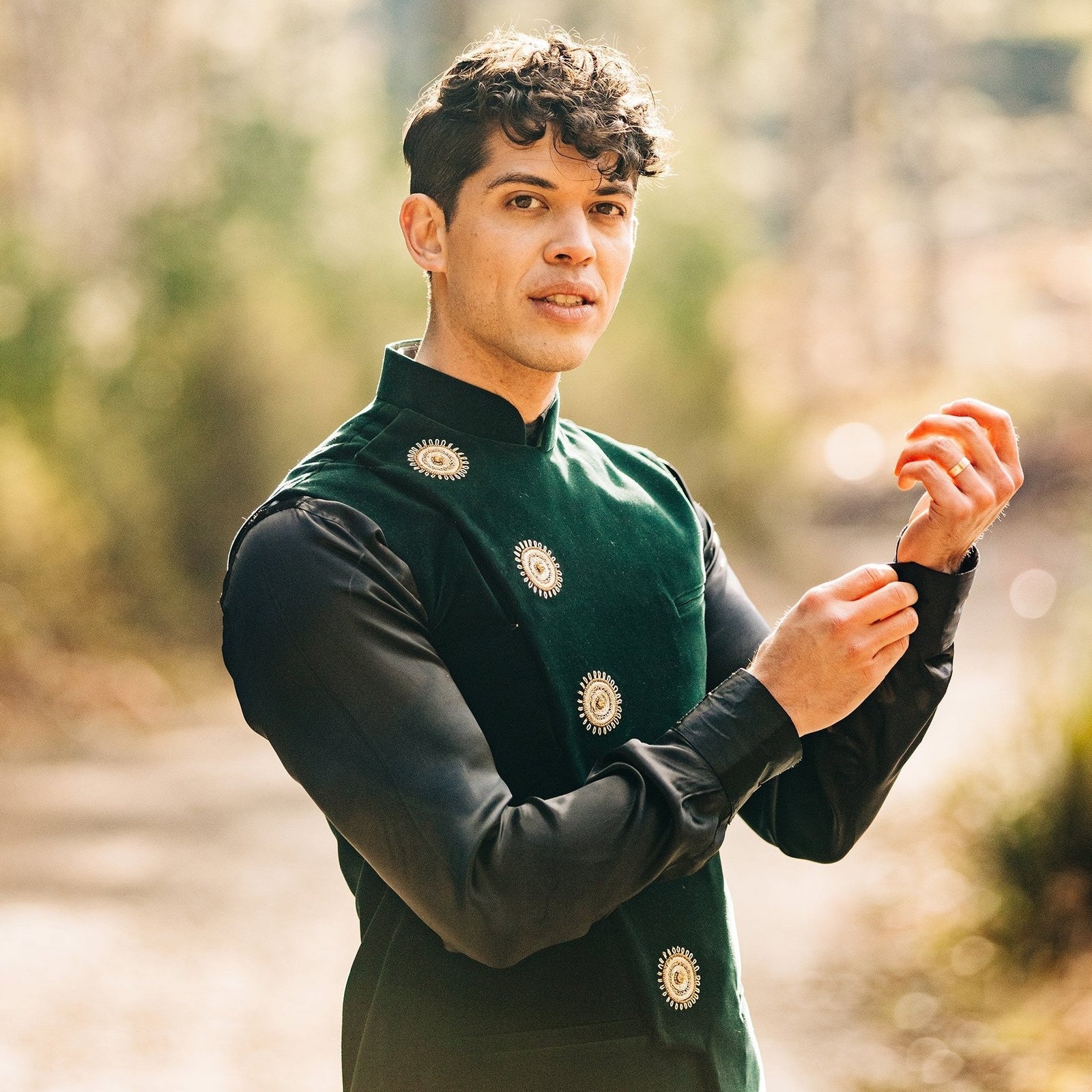 Evergreen Velvet Vest Set