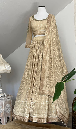Ivory White Mukaish Chikankari Lehenga Skirt (Lehenga Only) – Dress365days