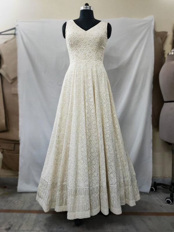 Chikankari Wedding Gown