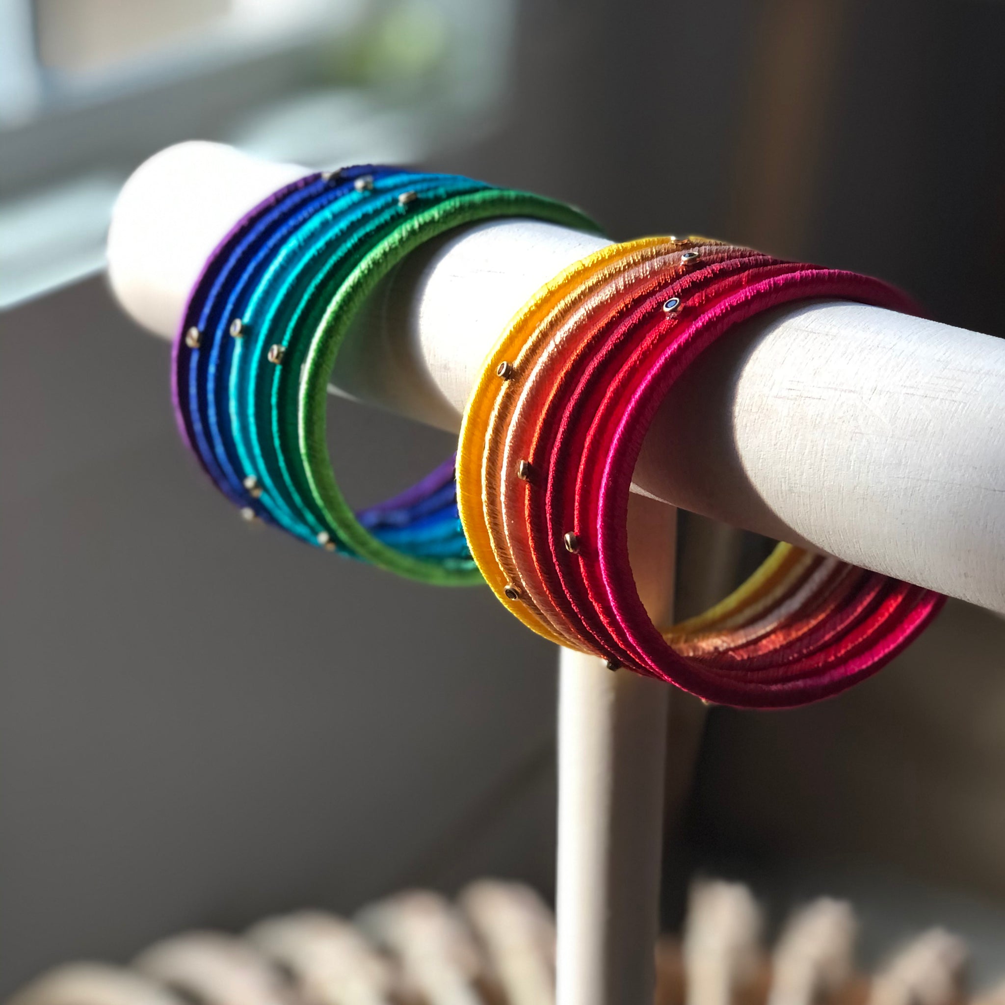 Rainbow Silk Thread Bangle Set - ShopJSK