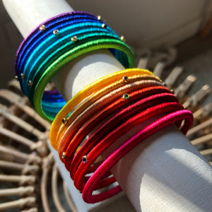 Rainbow Silk Thread Bangle Set