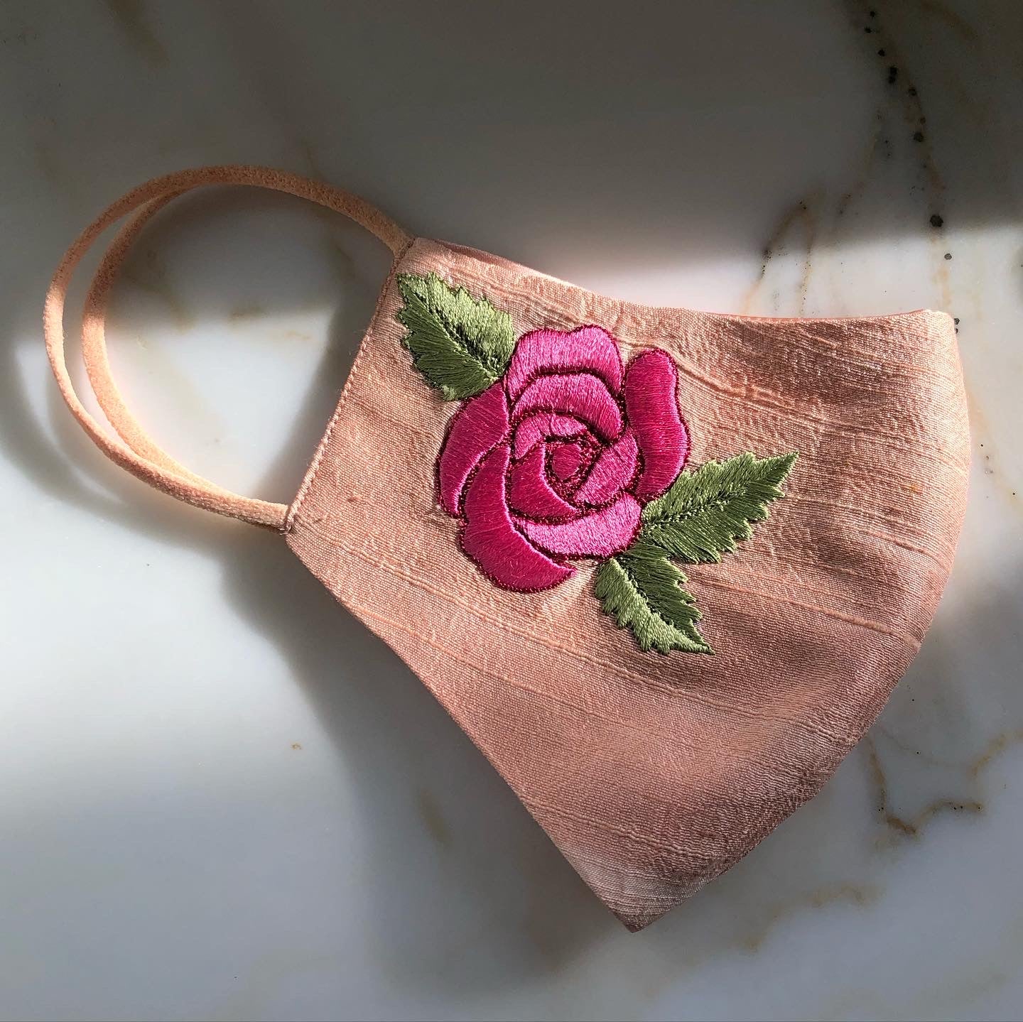 Pink Roses Silk Mask